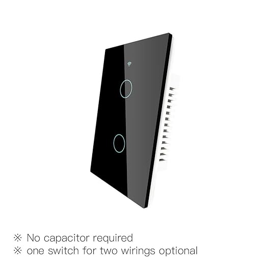 MOES ZigBee Smart Touch Wall Light Switch,Requires Tuya ZigBee Hub,No Neutral Wire/N+L Wiring,No Capacitor,Smart Life Tuya 2/3 Way Remote Control, Work with Alexa Google Home, 2MQTT,2 Gang Black