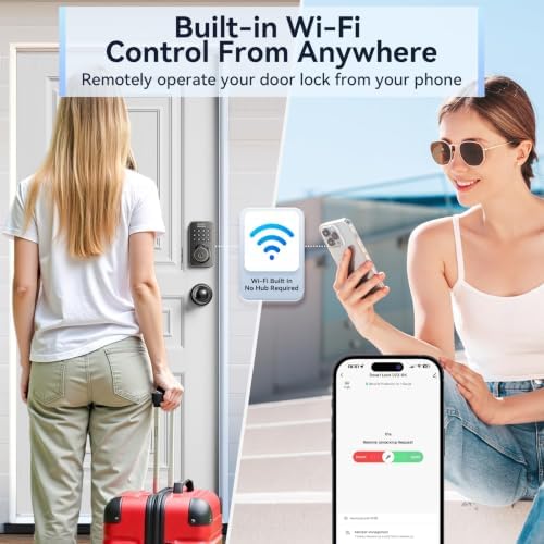Ulecoce U68W WiFi Fingerprint Smart Door Lock with Knob Set, Bronze