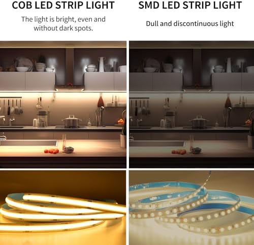 COB LED Strip Lights 32.8ft,3000K DC 24V Dimmable Warm White