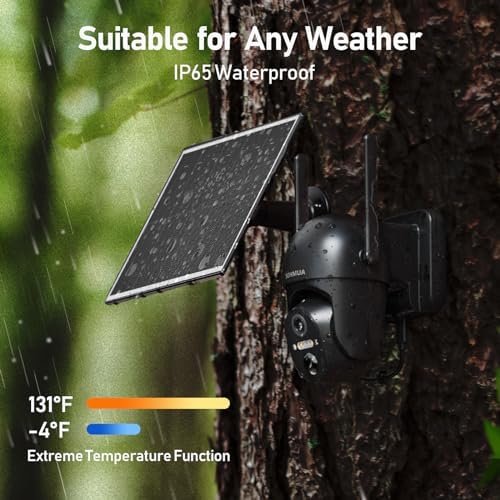 SEHMUA 2 Pack 4G LTE Cellular Solar Security Camera Wireless Outdoor, No Wi-Fi Solar Powered Camera, 360° Live View, 2K Color Night Vision, PIR Motion Sensor, Two-Way Talk, Built-in SIM Card, Black