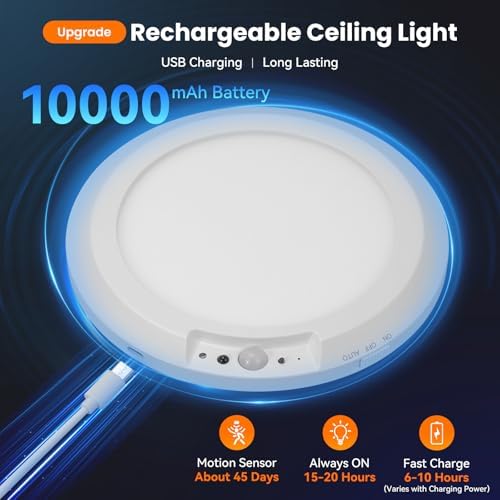 Rechargeable Ceiling Light with Remote, 10000mAh, 1 Pack