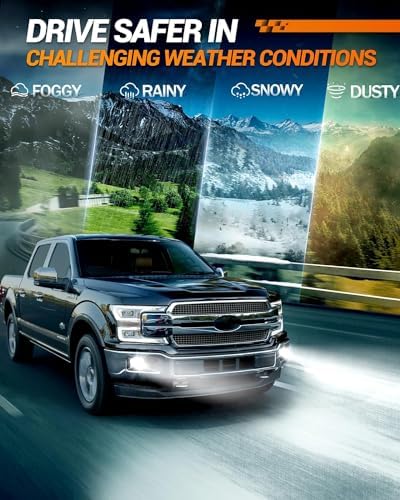 SEALIGHT H3 LED Bulb, 44,000LM Super Bright H3 LED Fog Light Bulbs, 6000K Cool White Fit for Fog Lights & DRL, Plug-n-Play Canbus Ready, Pack of 2