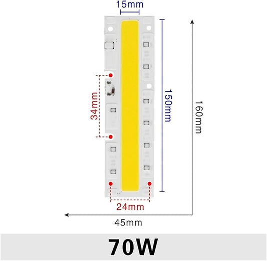 1pcs LED COB Chip 30W 50W 70W 100W 120W 150W AC 220V 110V LED Lamp IP65 Smart IC for LED Flood Light Cold White Warm White Spotlight(70W,220V_Warm White)