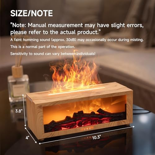 TMEHM Fireplace Flame Essential Oil Diffuser Humidifier, Aromatherapy
