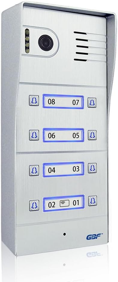 GBF SentryLink Smart Full IP Video Door Station/Smart Video Intercom System for 2-8 Unit Apartment (PL963PM8U-POE & AC401)