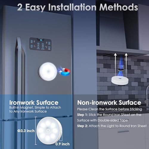 Motion Sensor Puck Light with Remote, Cool White, 8-Pack