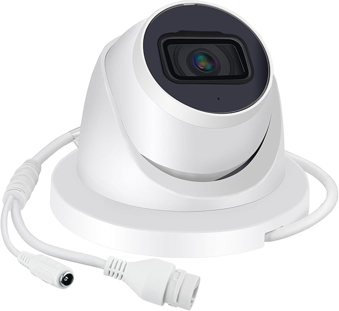 DahuaSecurity 4K 8MP PoE IP Dome Camera – Outdoor AI Security Turret Camera with Human & Vehicle Detection, 98ft IR Night Vision, IP67, Built-in Mic, Smart Surveillance for Home