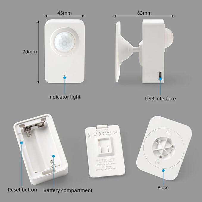 SENCKIT Smart Wi-Fi Motion Sensor: Wireless PIR Motion Detector with App Notification Alert and Large Area Detection, Battery or USB Powered, Contact Sensor for Home Security & Smart Home Automation