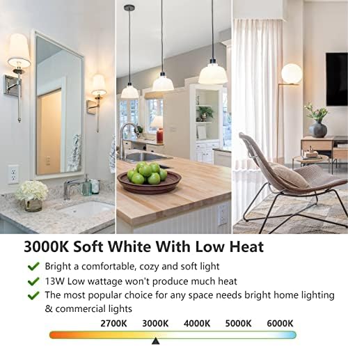 MAXvolador A19 LED Light Bulbs, 100 Watt Equivalent, Soft White 3000K, 1500 Lumens, E26 Base, Non-Dimmable, 13W Bright LED Bulbs, 4-Pack