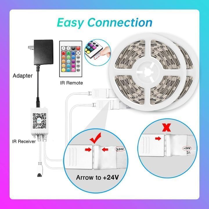 TJOY 200ft Bluetooth LED Strip Lights, Long Strip Lighting Music Sync, RGB Color Changing LED Lights for Bedroom with Remote,Smart Phone APP Control, Ceiling Living Room Decor (APP+Remote+Mic/2 Roll)