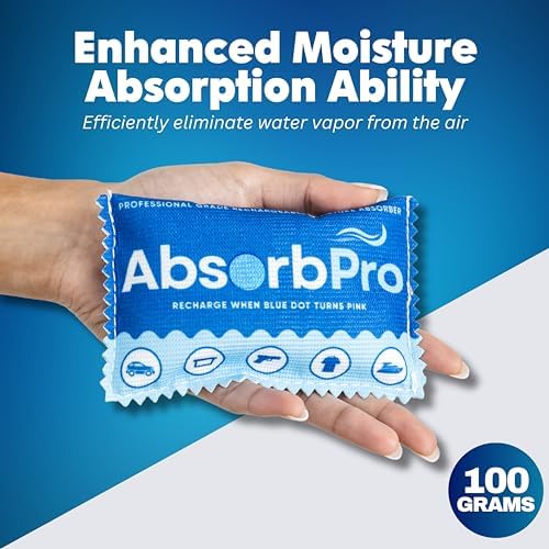 Absorb Pro Rechargeable Dehumidifier Bags 10-Pack, 100g Silica Gel