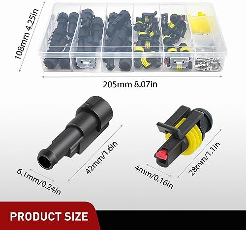 Nilight 120PCS 1 Pin Electrical Connector Plug with Male Female Terminals
