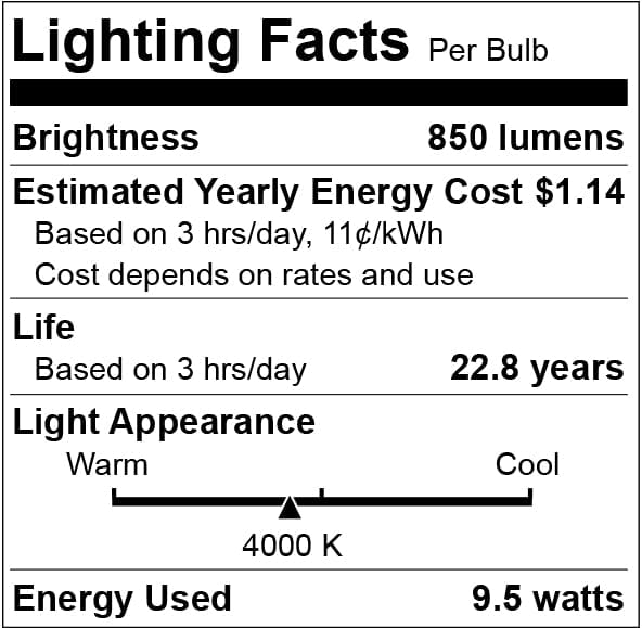 Qualilux Dusk to Dawn Light Bulbs 4000K Cool White Bright White (Neutral White), 850LM, 60W Equivalent, LED 9.5W, A19, E26 Base, 2-Pack, HQ-H013