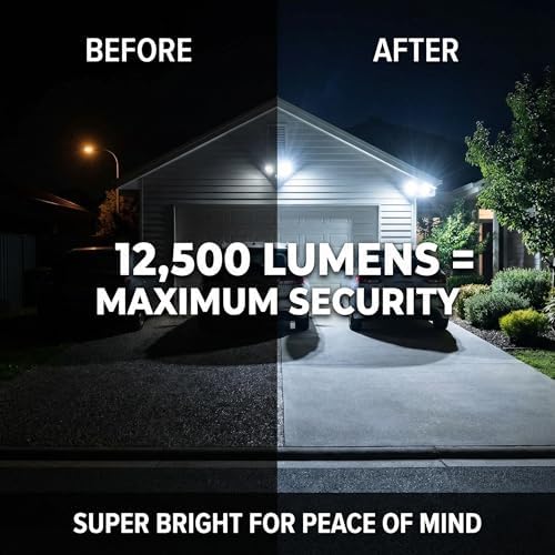 XXBSAZ 100W LED Flood Lights Outdoor, 12500LM Daylight 6500K, AC85-265V High Power Commercial Work Light, IP66 Waterproof Super Bright Security Stadium Lights for Parking Lots, Warehouses, Yard
