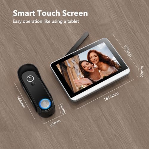Wireless Doorbell Camera with Monitor Video Door Phone Intercom System 1080P 7'' Touch Screen Two-Way Audio Smart Door Bell with Night Vision, Motion Detection, No Monthly Fees, Tuya APP