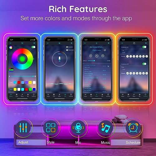 AILBTON 18m Smart Waterproof LED Neon Lights, Music Sync Color Changing, App & Remote Dual Control, High-Appearance Decor Lights for Multiple Scenes