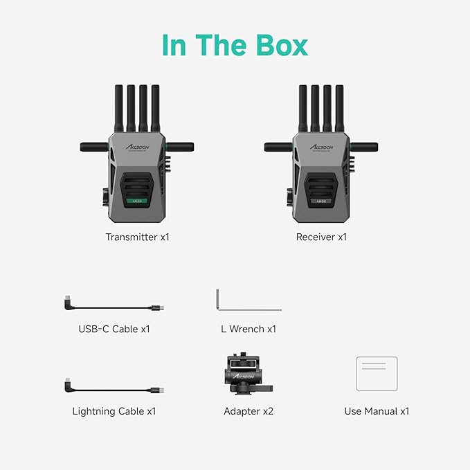 Accsoon CineView Master 4K SDI HDMI Wireless Video Transmitter&Receiver, Tri-Band 8202ft 25 ms LAT, 4K60/1080p60 1 Wired iOS+4 App Monitoring, Livestreaming Pair CineView 4K Lite/SE 4K/M7 Pro/M7H Pro