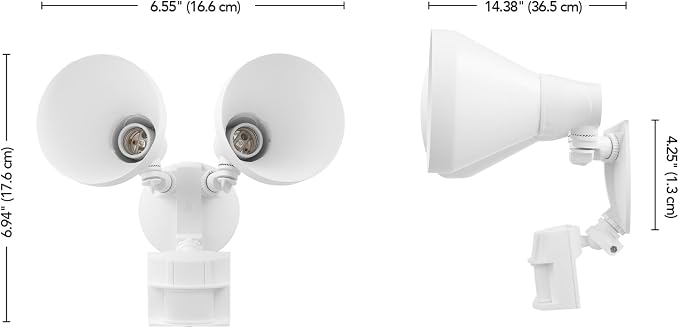 GLOBE 180-Degree 240 W Twin Head White Hardwired Motion Sensor Security Flood Light, MotionBright, Spotlight, Outdoor, Outside House Lights