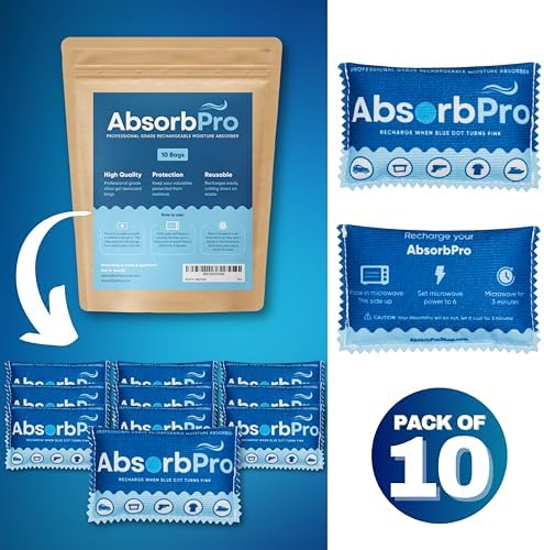 Absorb Pro Rechargeable Dehumidifier Bags 10-Pack, 100g Silica Gel