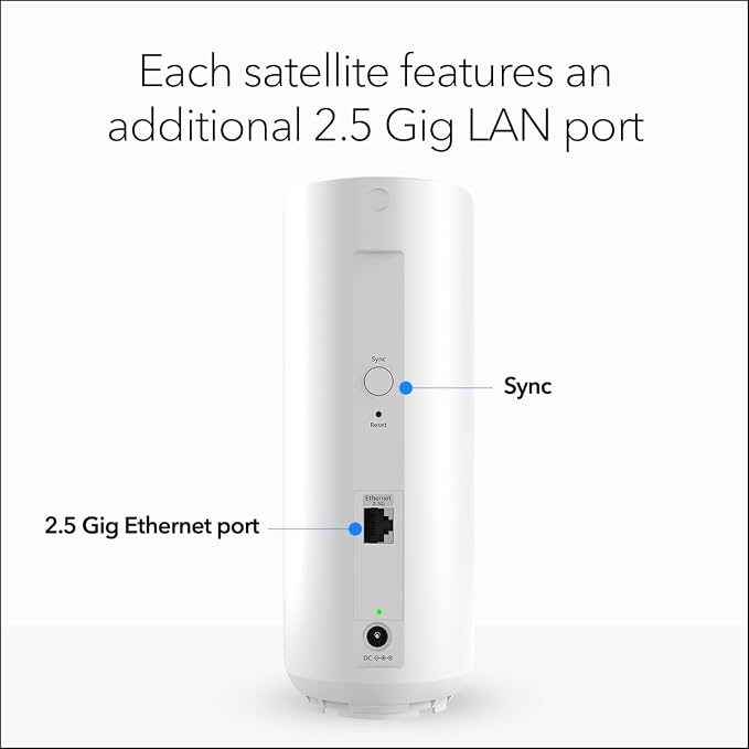 NETGEAR Orbi 370 Series Dual-Band WiFi 7 Mesh System for Home (RBE374) - Wireless Router (no Modem) + 3 Extenders, Security Features, 5 Gbps, Covers 8,000 sq.ft., 70 Devices, 2.5GB Port, BE5000