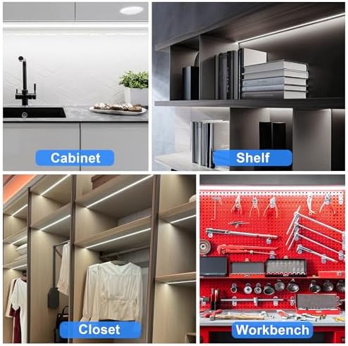 maylit Under Cabinet Strip Lighting Plug in 96in, Ultra Bright Small LED Light Bar, 6000K Cool White, 110V-120V Wired Lights for Kitchen Cabinet, Counter, Workbench, Desk, Closet, Shelf, Indoor
