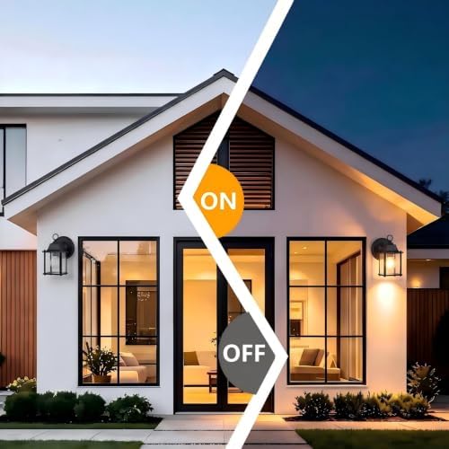Outdoor Porch Light for House E26 Aluminum Glass, Black, 1 Pack