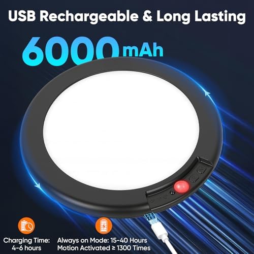 Rechargeable Motion Sensor Ceiling Light, Battery Operated Closet Light