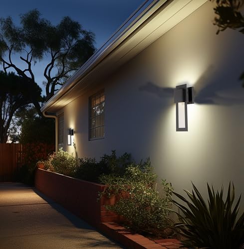 The Great Outdoors 72381-66-L Westgate Outdoor Wall Mount, 1-Light, 6 Total Watts, 4.75-in H x 13-in W, Sand Coal Black