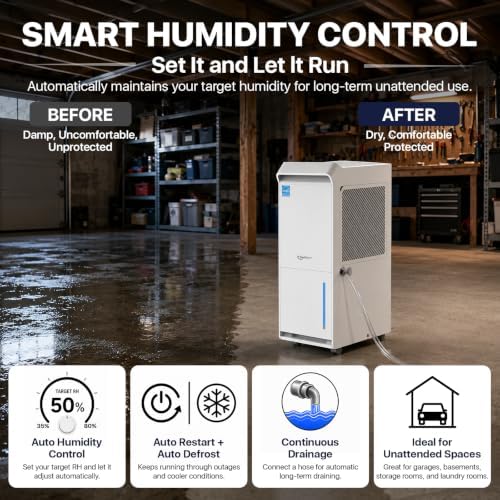 Dehumidifier for Basement, Home and Garage, Max 100 Pint/Day 5000 Sq.Ft