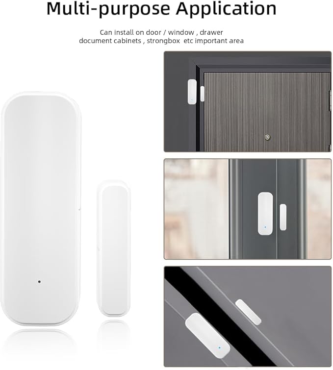 WiFi Door and Window Sensor, Wireless DIY smart Home Security System, Featuring APP Alarm Notifications, in Collaboration with Alexa/Smart Life/Tuya, Suitable for Houses and Apartments, by PHOVOLT