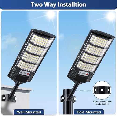 Yusist 4 Pack Solar Street Lights Outdoor Waterproof, 6500K LED Motion Sensor Lights, Dusk to Dawn Solar Flood Lights with Remote,Parking Lot Light,Commercial Area Lighting for Outside