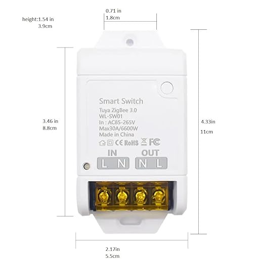 Zigbee Smart Switch,30A High Power,App Remote Timer Home Automation,Compatible with Alexa(Tuya Zigbee Hub Needed)