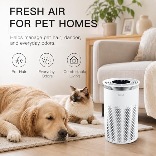 AZEUS Air Purifier for Home, Compact Air Cleaning Device with Multi-Layer Filter, Quiet Operation for Bedroom, Office & Living Room