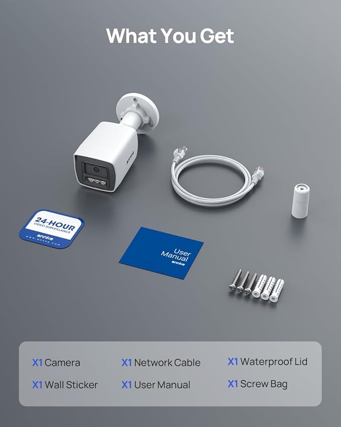 ANNKE Security 4K 8MP PoE Camera, Surveillance Outdoor AI IP Cam with Mic/Audio, AI Human/Vehicle Detection, Smart Dual Light, IP67, H.265+, Up to 512GB Storage, 4mm Lens, Color Night Vision