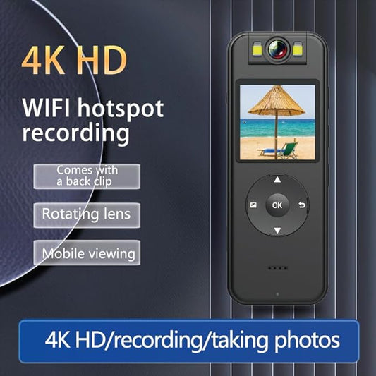 4K 30FPS UHD Wearable Body Cam, 1.4 Inch Screen, 6HR Battery, 64GB Included, JS-06B