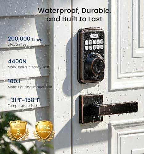 Veise DK01-B Keyless Entry Deadbolt Lock with Handle Set, Oil Rubbed Bronze