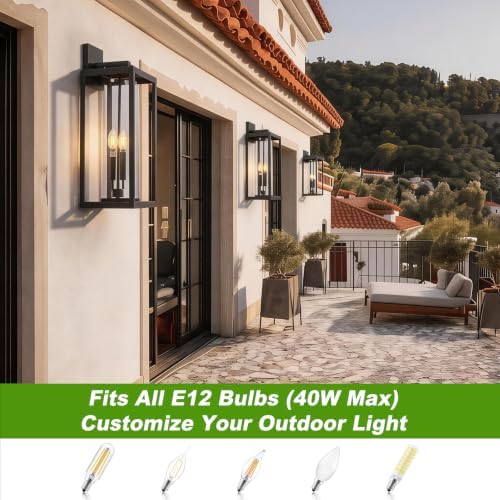 FILIYANO Large 24 Inch Outdoor Wall Light Fixtures, Black, 2-Pack