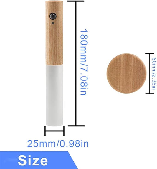 LANDGOO LED Wall Sconces Motion Sensor Lights Portable 360° Lamps Battery Operated Rechargeable Warm Vanity Lighting Fixture Modern for Living Room Bedroom (White Ash Wood 1PC)