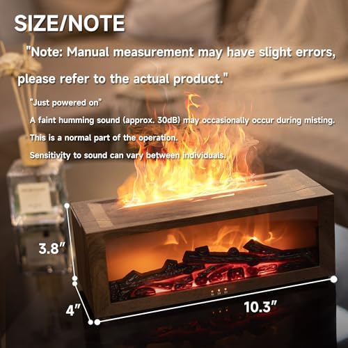 TMEHM Fireplace Flame Essential Oil Diffuser Humidifier, Aromatherapy