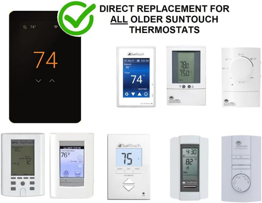 SunTouch CommandPLUS Floor Heating Thermostat SunStat 500950 Universal WiFi Programmable Touchscreen + Floor Sensor Included 120V/240V