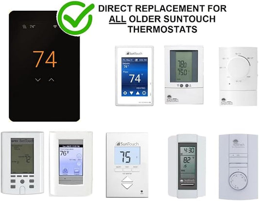 SunTouch CommandPLUS Floor Heating Thermostat SunStat 500950 Universal WiFi Programmable Touchscreen + Floor Sensor Included 120V/240V