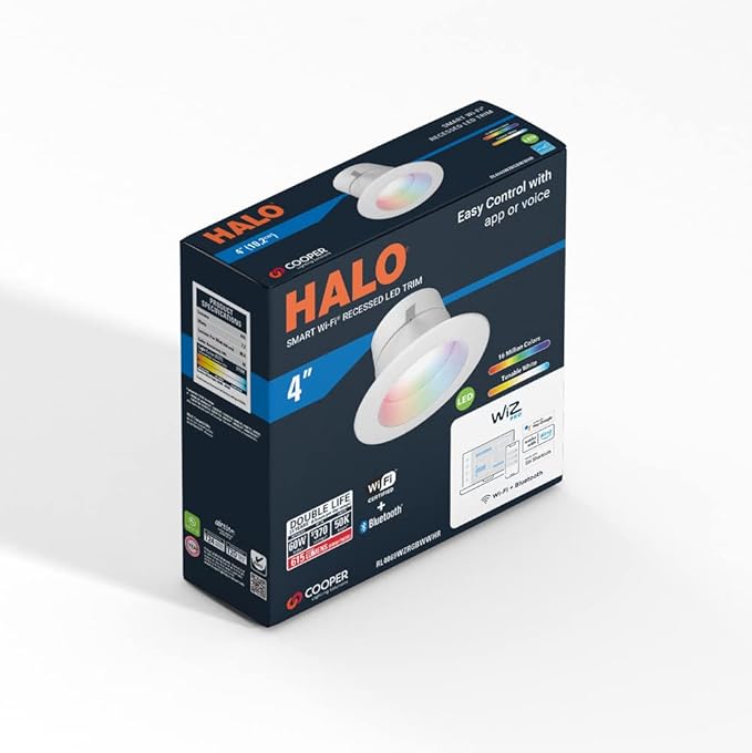 HALO 4" Smart Wi-Fi® Recessed LED Light Powered by WiZ Pro, Dimmable Full Color w/ SpaceSense® Motion, Smart Home Ready - RL4069WZRGBWWHR