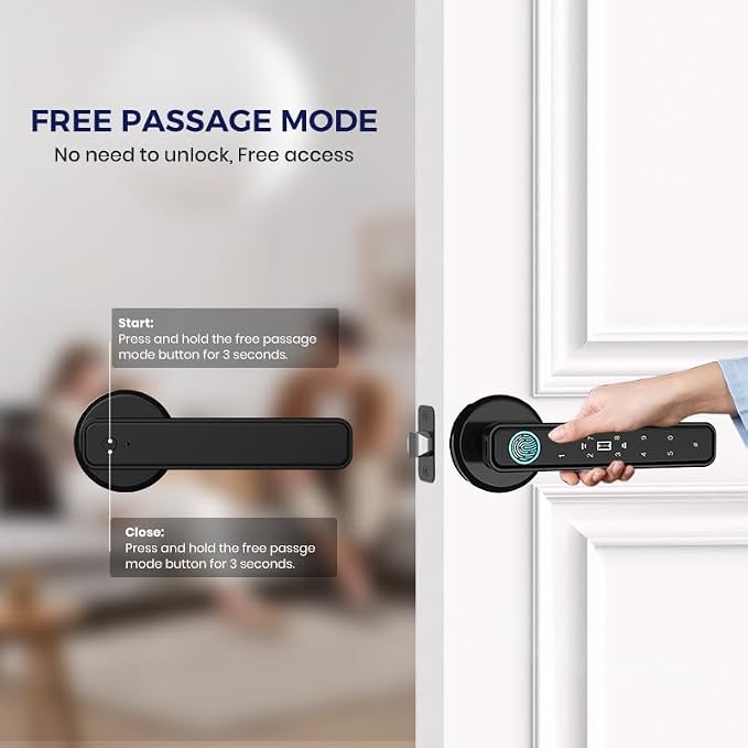 Smart Door Knob & Handle, Fingerprint Door Lock with Bluetooth Keypad