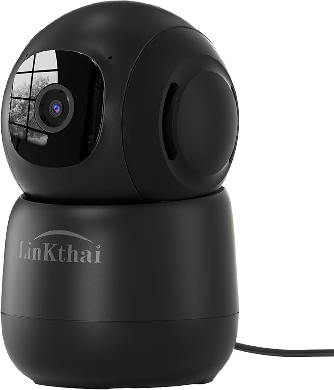 Indoor Camera, 2K Cameras for Home Security with App Motion Detection Auto Tracking Alarm Live Notice Schedule Default Location, Pet Camera with Night Vision, 2.4 GHz, Black