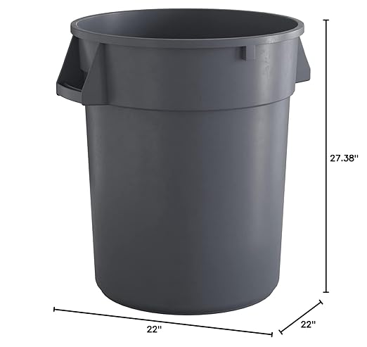 32 Gallon Gray Round Commercial Trash Can, Heavy-Duty Food Grade NSF Certified, Perfect for Restaurant, Office, School, Garage, Backyard, Workshop, Warehouse