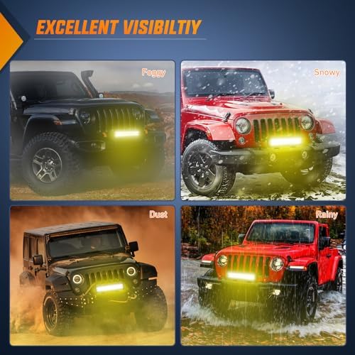 Nilight LED Light Bar 12 Inch 72W Spot Flood Combo Yellow Beam