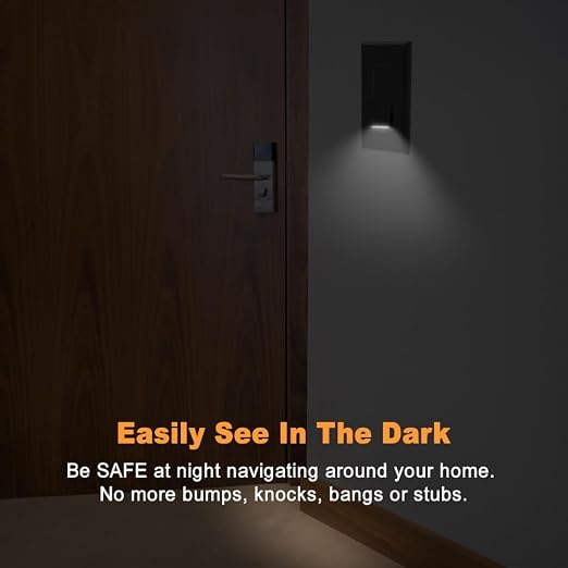 10 Pack SOZULAMP Light Switch with LED Night Light 15Amp 120/277Volt Rocker Single Pole Wall Switch, Automatic On/Off Sensor-Black