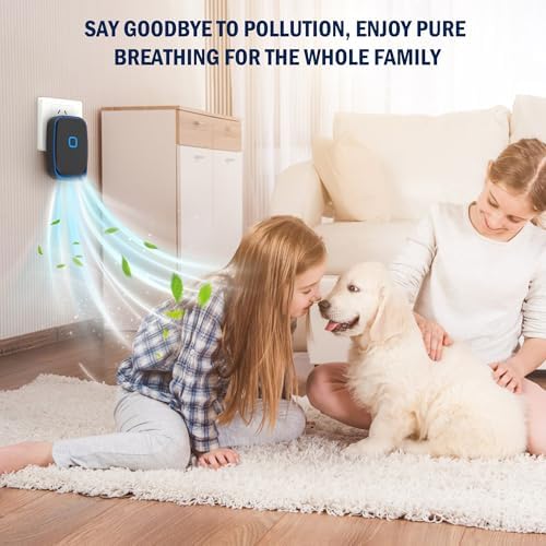 Air Ionizers 4 Pack, Plug in Negative Ion Air Purifier, 100 Million Ions/hr Filterless Quiet Mini Portable Air Freshener for Home, Pet Odors, Bedroom, Kitchen, Office, Smoke, Dust, Black