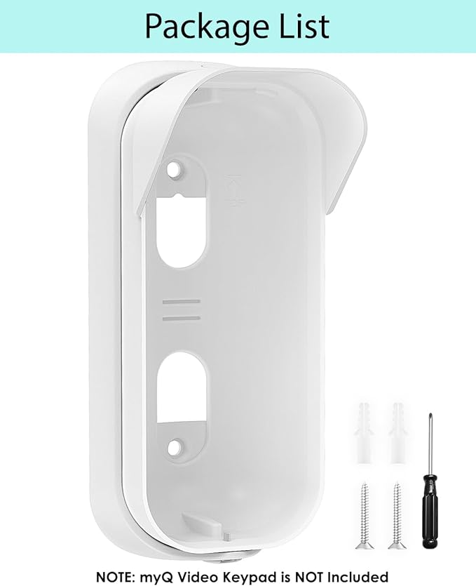 Weatherproof Swivel Mount for myQ Smart Garage Video Keypad, Left/Right Adjustable Angle Mounting Bracket, Easy to Install Wall Mount, White (Video Keypad Not Included)
