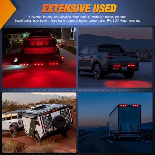 Nilight 14.2" 9 LED Trailer Light Bar Red Clearance Marker Rear Lights